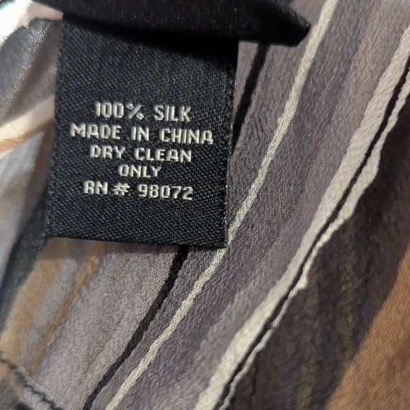 Silk Multi-Striped Earth Toned Agate Stripe Scarf - Picture 5 of 5